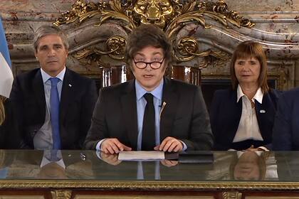 El presidente Milei, durante la cadena nacional