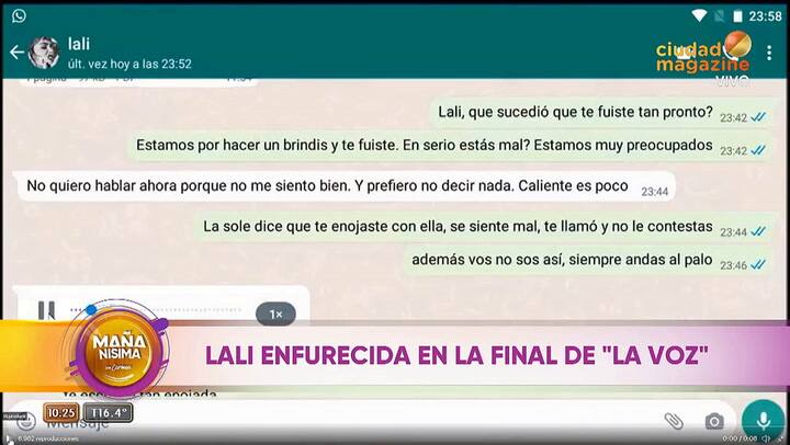 Filtraron un supuesto audio de Lali enfurecida tras la final de La Voz
