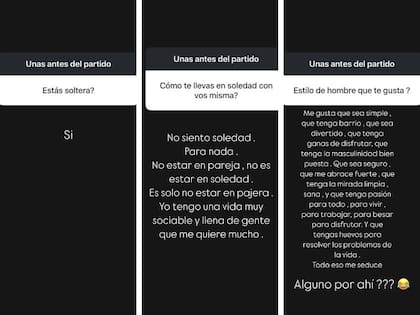 Las respuestas de Sabrina Rojas en historias de Instagram sobre su presente sentimental