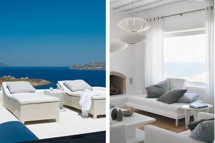 Las reposeras ‘Barcelona’, también de Dedon, tienen un diseño simple y ligeramente curvo que se adapta perfectamente a las líneas de la construcción.